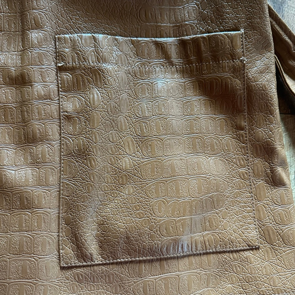Women's MARC NEW YORK Brown Croc Embossed Faux Leather Jacket M - Picture 9 of 15